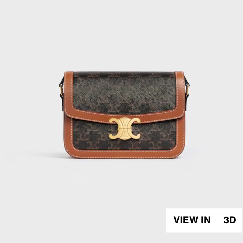 Calfskin Triomphe Canvas Teen Triomphe Bag Tan